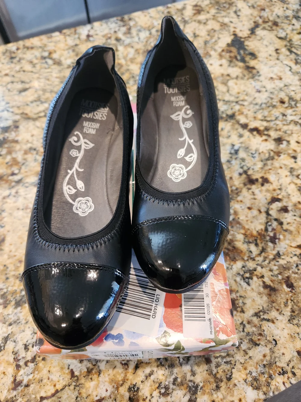 Mootsies Tootsies Joey Black Patent Cap-Toe Ballet Flats